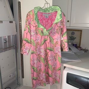 NWT Gretchen Scott ruffle neck jersey dress